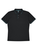 Cottesloe Polo Shirt - Men - Polyester, New mesh knit - Black/Teal