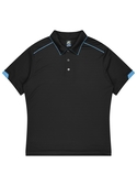 Currumbin Polo Shirt - Men - Polyester Mini Waffle knit - Black/Cyan