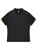 Currumbin Polo Shirt - Men - Polyester Mini Waffle knit - Black/Gold