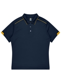 Currumbin Polo Shirt - Men - Polyester Mini Waffle knit - Navy/Gold