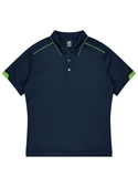 Currumbin Polo Shirt - Men - Polyester Mini Waffle knit - Navy/Kawa Green