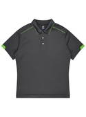 Currumbin Polo Shirt - Men - Polyester Mini Waffle knit - Slate/Hi Viz Green