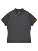 Currumbin Polo Shirt - Men - Polyester Mini Waffle knit - Slate/Hi Viz Orange
