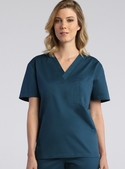 Red Panda V-Neck Scrub Top - Unisex - Caribbean Blue