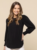 Freya Shirred Cuff Luxe Twill Top