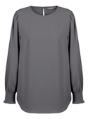 Freya Shirred Cuff Luxe Twill Top - Charcoal