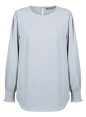 Freya Shirred Cuff Luxe Twill Top - Silver