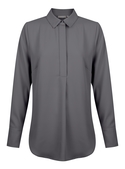 Quinn Long Sleeve Half Placket Luxe Twill Soft Shirt - Charcoal