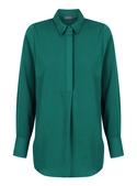 Quinn Long Sleeve Half Placket Luxe Twill Soft Shirt - Emerald