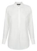 Quinn Long Sleeve Half Placket Luxe Twill Soft Shirt - Ivory