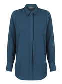 Quinn Long Sleeve Half Placket Luxe Twill Soft Shirt - Ocean