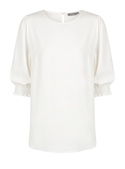 Lola 3/4 Sleeve Shirred Cuff Luxe Twill Top - Ivory