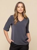 Reese V Neck Luxe Twill Top