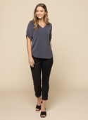 Reese V Neck Luxe Twill Top