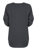 Reese V Neck Luxe Twill Top - Charcoal