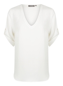 Reese V Neck Luxe Twill Top - Ivory