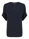 Reese V Neck Luxe Twill Top - Navy