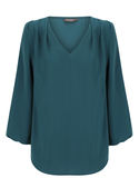 Cali V Neck Popover Recycled Poly Top - Women - Peacock
