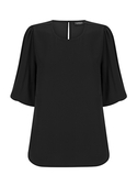 Poppy Puff Sleeve Recycled Poly Top - Women - Black