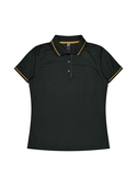 Cottesloe Polo Shirt - Women - Polyester, New mesh knit - Black/Gold