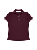Cottesloe Polo Shirt - Women - Polyester, New mesh knit - Maroon/White