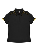 Currumbin Polo Shirt - Women - Polyester Mini Waffle knit - Black/Gold