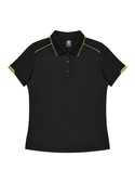 Currumbin Polo Shirt - Women - Polyester Mini Waffle knit - Black/Kawa Green