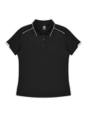 Currumbin Polo Shirt - Women - Polyester Mini Waffle knit - Black/White