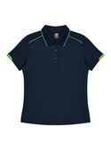 Currumbin Polo Shirt - Women - Polyester Mini Waffle knit - Navy/Kawa Green