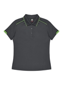 Currumbin Polo Shirt - Women - Polyester Mini Waffle knit - Slate/Hi Viz Green