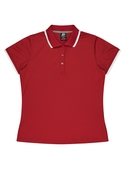 Portsea Polo Shirt - Women - Poly/Cotton (Cotton back fabric) - Red/White