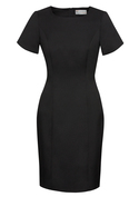Short Sleeve Shift Dress - Cool Stretch - Women - Black