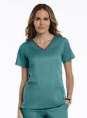 Matrix Contrast Double V-Neck Scrub Top - Women - Teal