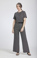 Speckle Print Collarless Top with Gathered Neckline - Match with BS3635 Trousers
