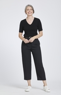 Black Rib V Neck Top