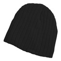 Cable Knit Acrylic Beanie - Black