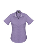 Newport Short Sleeve Mini-Check Shirt - Women - Purple Reign