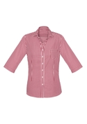 Springfield 100% Cotton 3/4 Sleeve Check Shirt - Women - Cardinal Red
