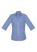Springfield 100% Cotton 3/4 Sleeve Check Shirt - Women - French Navy