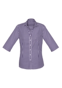 Springfield 100% Cotton 3/4 Sleeve Check Shirt - Women - Purple Reign