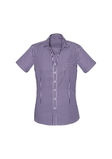 Springfield Short Sleeve 100% Cotton Check Shirt - Women - Purple Reign