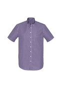 Springfield Short Sleeve 100% Cotton Check Shirt - Men - Purple Reign