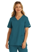 Momentum Double V Neck Scrub Top - Women - Caribbean Blue