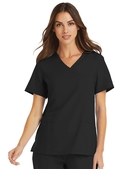 Momentum Mock Wrap Neck Scrub Top - Women - Black