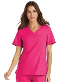 Momentum Mock Wrap Neck Scrub Top - Women - Hot Pink