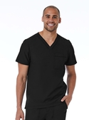 Matrix Pro Contrast Piping V-Neck Scrub Top - Men - Black
