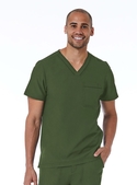 Matrix Pro Contrast Piping V-Neck Scrub Top - Men - Olive