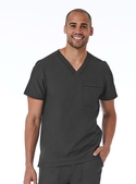 Matrix Pro Contrast Piping V-Neck Scrub Top - Men - Pewter