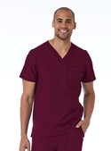 Matrix Pro Contrast Piping V-Neck Scrub Top - Men - Wine