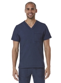 Matrix Pro Contrast Piping V-Neck Scrub Top - Men - Heather Navy